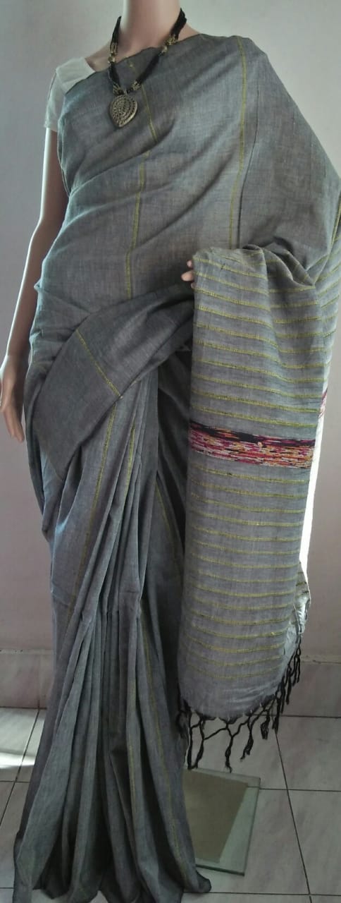 grey-cotton-khesh-breathable-saree-at-aura-store-pondicherry