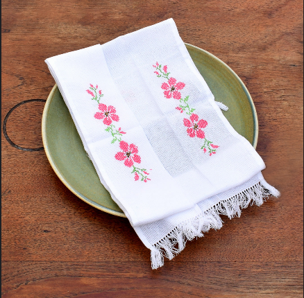 online-shopping-colorful-cross-stitch-flower-embroidery-design-on-a-hand-towel-in-aura