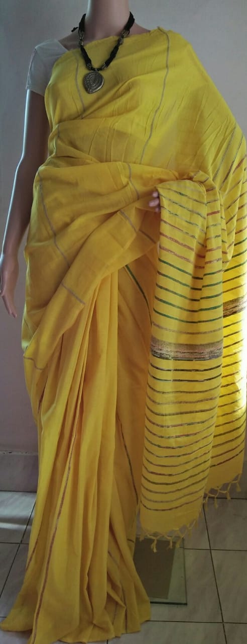 yellow-handloom-cotton-khesh-saree-for-women-ethic-wear-for-all-occasion-in-aura-store-pondicherry